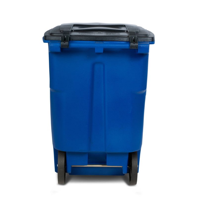 Toter 96 Gallon Trash Can with Smooth Wheels and Lid Blue - Image 5