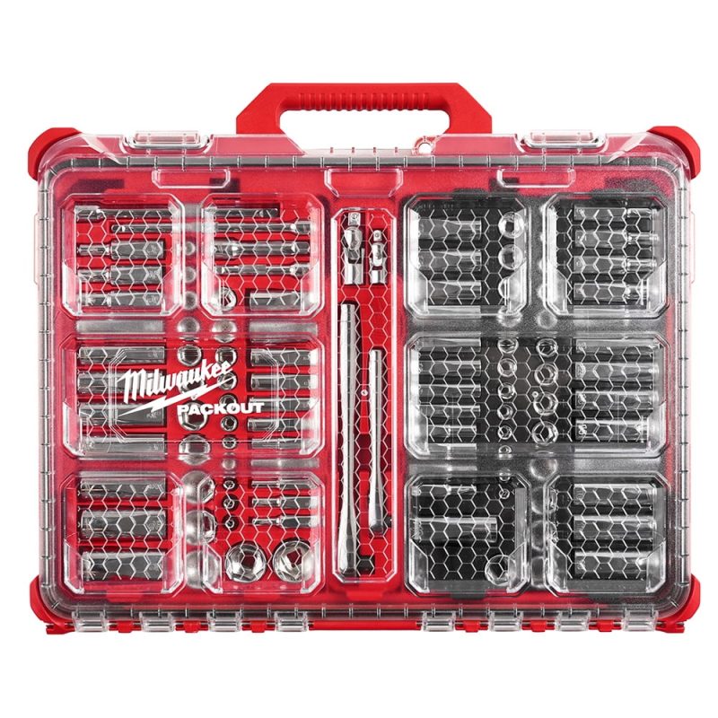 Milwaukee 48-22-9486 106-Piece 1/4 in. and 3/8 in. SAE and Metric Ratchet and Socket Set with PACKOUT Low-Profile Organizer