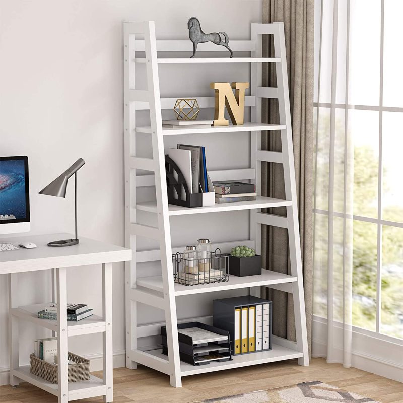 5-Tier Ladder Bookshelf Bookcase, 5 Shelf Ladder Shelves for Living Room Home Office - Image 2