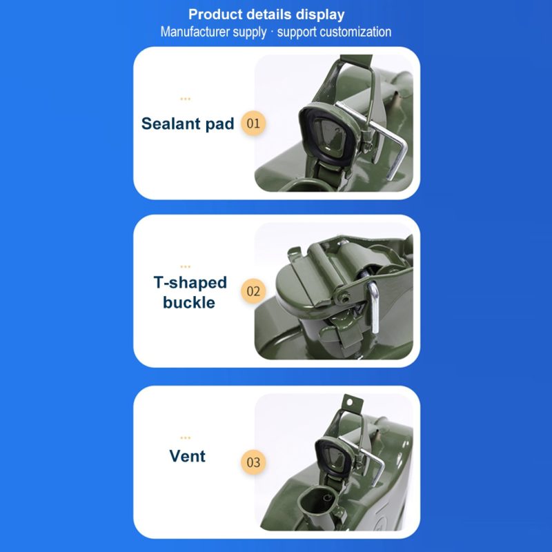 MoreChioce 20L Green Metal Jerry Can Store Container with Fixed Spout for Petrol Oil Water Alcohol - Image 5