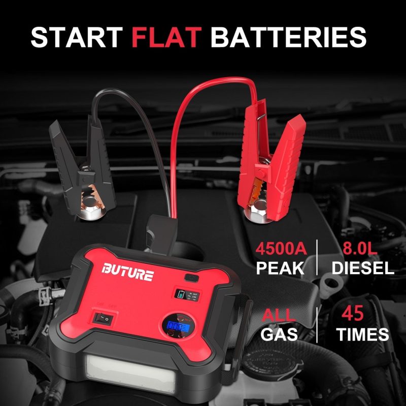 Car Jump Starter with Air Compressor 4500A 26800mAh (All Gas/8.0L)150PSI Powerful Portable Lithium Jump Starter with Tire Inflator Fast Battery Charger 3.0 with 160W DC Out BUTURE - Image 4