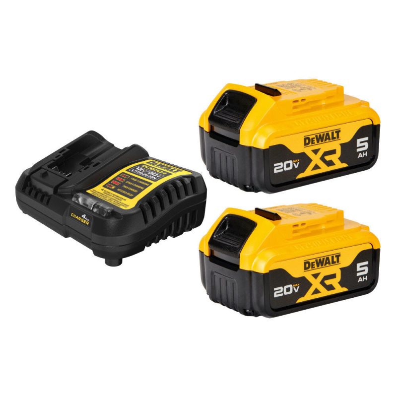 DW 20V MAX XR Starter Kit 5.0Ah Battery 2 Pack with Charger and Bag DCB205-2CK