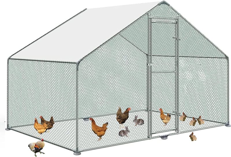 Large Chicken Coop Metal Chicken Runs for Yard, 10' Walk in Chicken Coop Cage Chicken Pen Poultry Cage with Waterproof & Anti-UV Cover Heavy Duty Rabbit Hutch Duck Cage for Outdoor, Backyard and Farm - Image 2