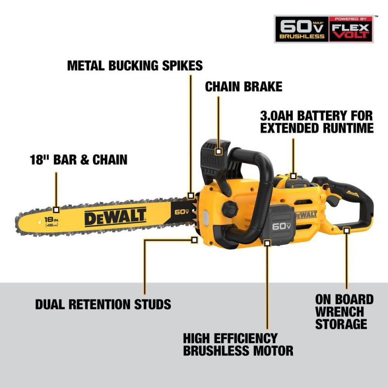 DEWALT 60V MAX Chainsaw 18" Brushless Cordless Kit DCCS672X1 from DEWALT - Image 4