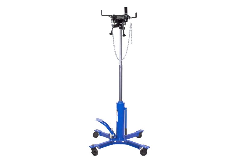 K Tool International XD63505 1,000 lbs. Two Stage Under Hoist Transmission Jack for Garages, Repair Shops and DIY, Height 37" to 76.4", Overload Valve, 2 Angle Adjustments, 4" Swivel Casters, Blue - Image 4