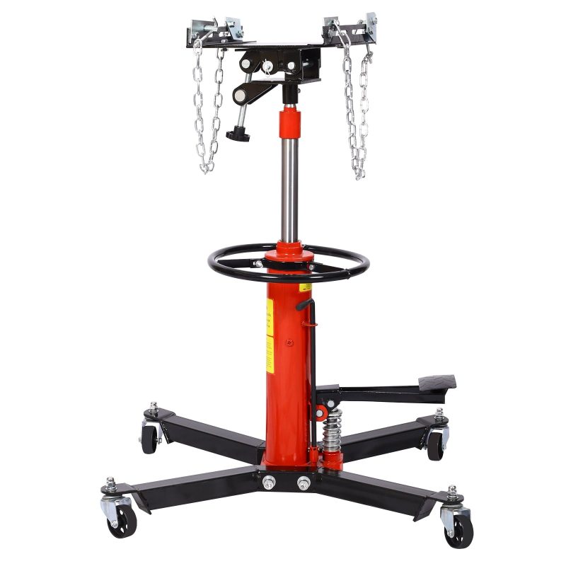 2 Stage 1660lbs Telescopic Transmission Jack with Pedal 360° Swivel Wheel Adjustable Height Hydraulic Jack for Car Lift 0.75 Ton, Red - Image 11