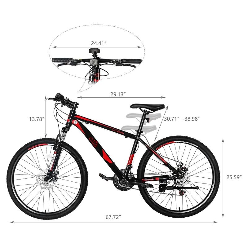 CamPingSurvivals 26" Lightweight Explorer Mountain Bike, for Men and Women Exercise Fitness, 21-Speed, Red/Black - Image 2