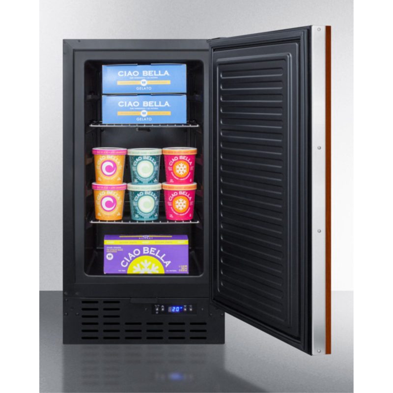 18" wide frost-free freezer in black for built-in or freestanding use, with integrated door frame for overlay panels - Image 4