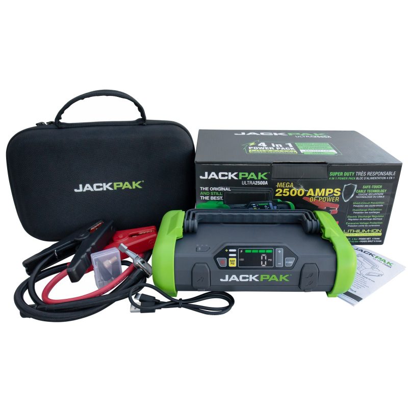 JackPak 2500 Amp Portable 4-1 Jump Starter, Air Compressor, Flashlight & Charger, USB - Image 10