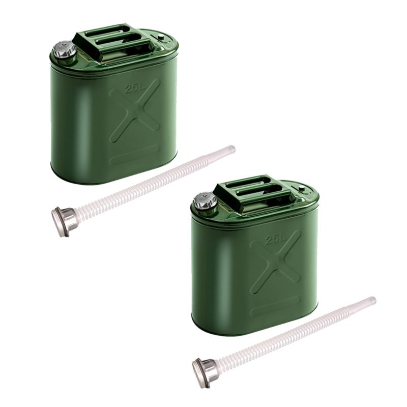 MoreChioce 25L Green Metal Jerry Can Store Container for Petrol Oil Water Alcohol