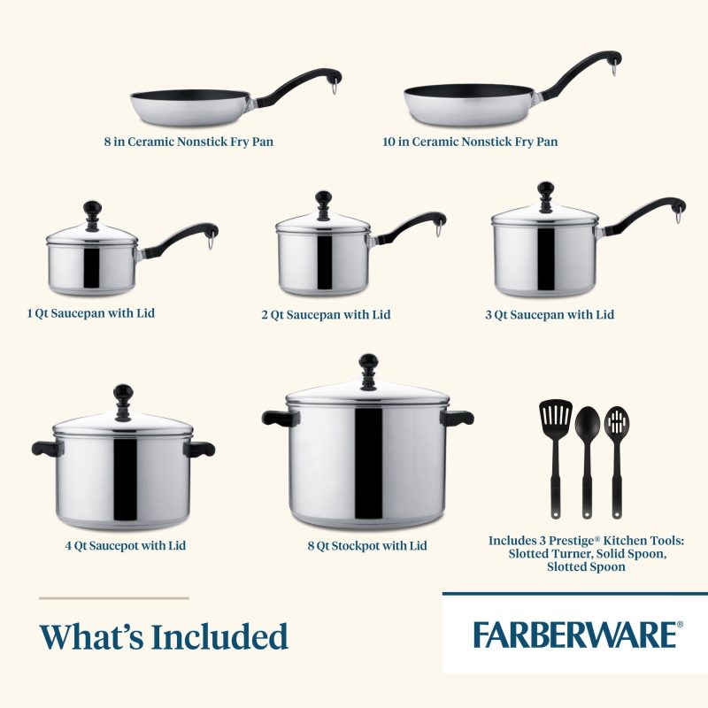 Farberware Classic Stainless Steel Cookware 15-Piece Set - Image 3