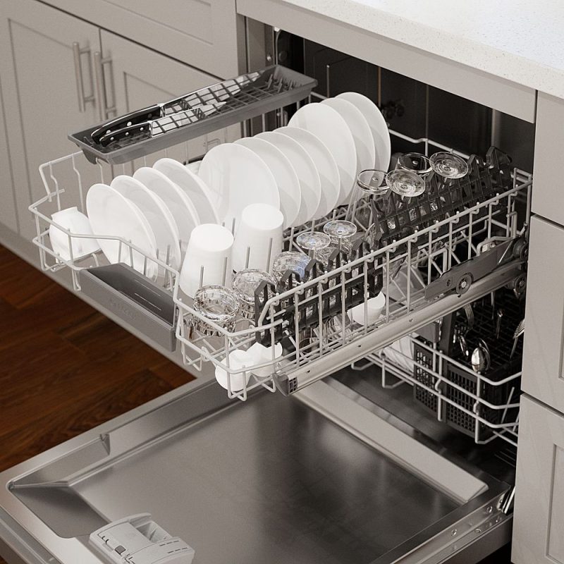 Bosch - 300 Series 24" Front Control Smart Built-In Dishwasher with 3rd Rack and 46 dBA - Silver - Image 9