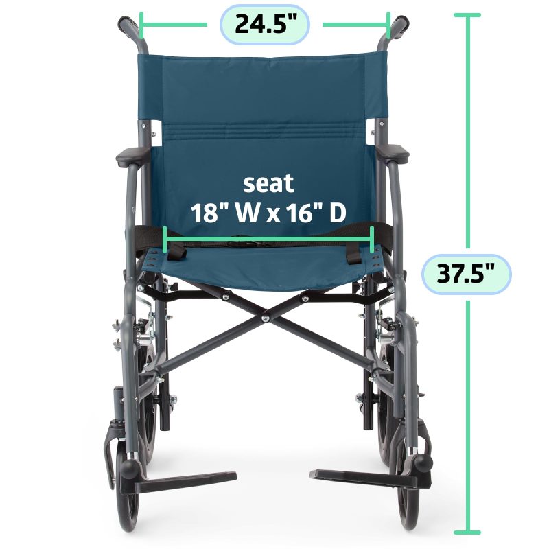 Medline Transport Wheelchair Lightweight Portable - Image 6