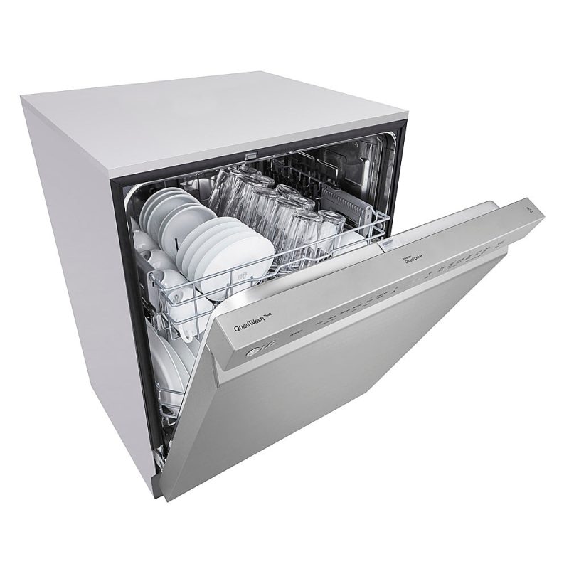 LG - 24" Front Control Dishwasher with Stainless Steel Tub, WiFi, QuadWash, and 48dB - Stainless steel - Image 9