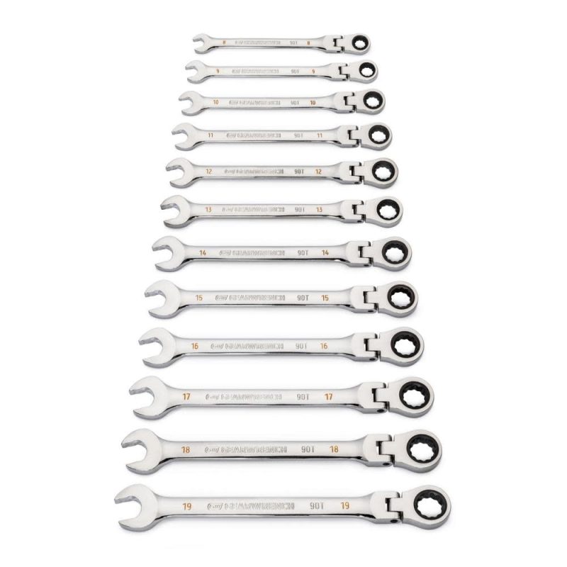 GearWrench 12 Pc. 90T 12PT Metric Flex Combi Ratchet Wre Set - Image 4