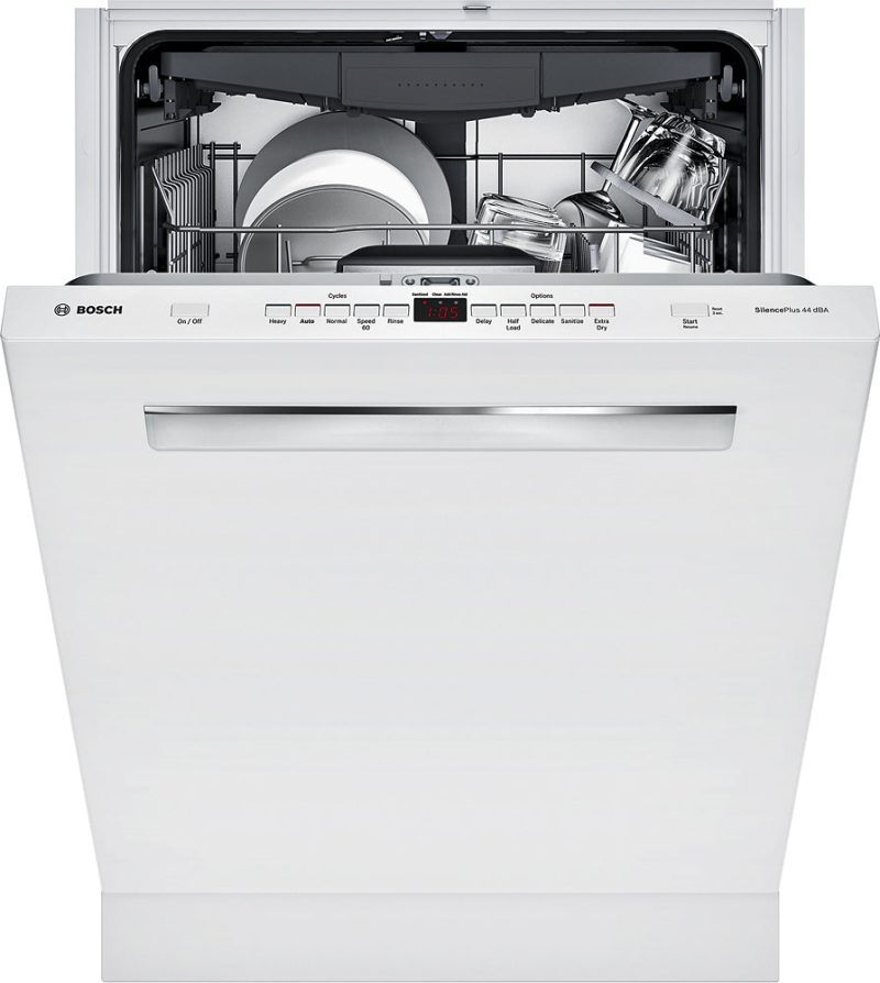 Bosch - 500 Series 24" Pocket Handle Dishwasher with Stainless Steel Tub - White - Image 6