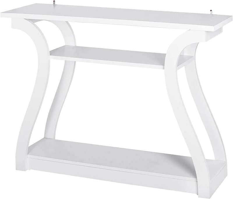 Console Table, Entryway Table with 3 Tier Storage Shelves, Narrow Long Sofa Table for Entryway, Living Room, Hallway, Couch, Foyer, White - Image 10