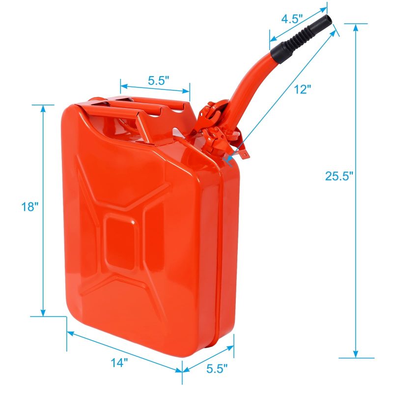 20 Liter (5 Gallon) Jerry Fuel Can with Flexible Spout, Portable Jerry Cans Fuel Tank Steel Fuel Can, Fuels Gasoline Cars, Trucks, Equipment, RED 3pcs/set - Image 4