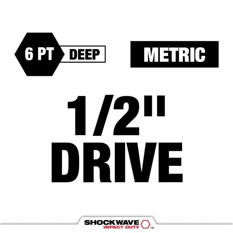 Milwaukee Impact Socket Set 1/2" Drive Metric 6 Point Forged Impact Steel 29-Pc - Image 3