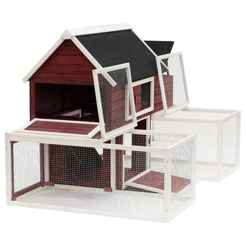 Pawhut Wooden Customizable Backyard Chicken Coop With Nesting Box and Runs, 114" - Image 5