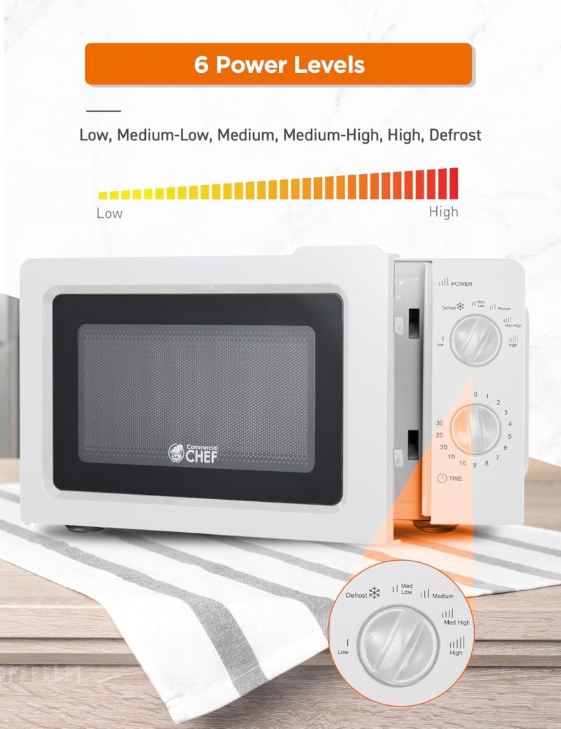 0.6 Cubic Foot Microwave with 6 Power Levels, Small Microwave with Grip Handle, 600W Countertop Microwave with 30 Minute Timer and Mechanical Dial Controls, Black - Image 3