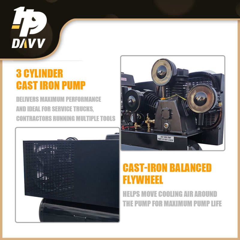 HPDAVV 13HP Gas-Powered 180psi Air Compressor 420CC Engine 30Gal Tank 24cfm 2 Stage - Image 3