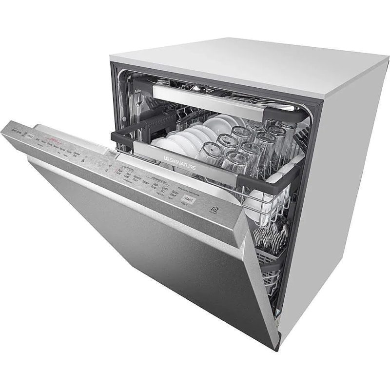 LG - SIGNATURE Top Control Built-In Dishwasher with Stainless Steel Tub, TrueSteam, 3rd Rack, 38dBA - Textured steel - Image 9