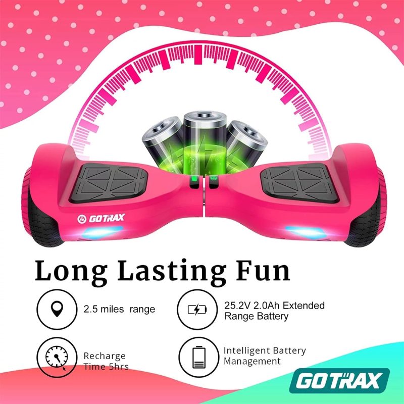 GOTRAX Edge Hoverboard for Kids Adults, 6.5" Tires 6.2mph & 2.5 Miles Self Balancing Scooter, Pink - Image 10