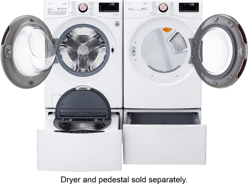 LG - 4.5 Cu. Ft. High-Efficiency Stackable Smart Front Load Washer with Steam and Built-In Intelligence - White - Image 21