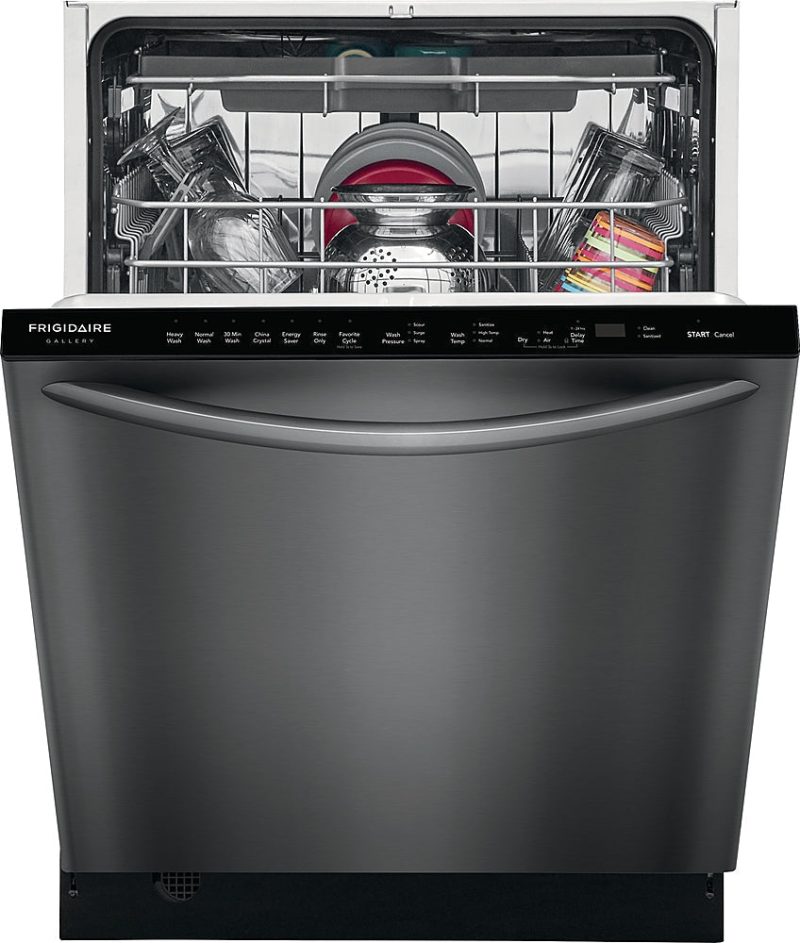 Frigidaire - Gallery 24" Compact Top Control Built-In Dishwasher with Stainless Steel Tub, 3rd Rack, 49 dBA - Black stainless steel - Image 2