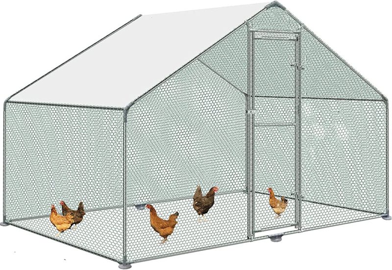 Large Chicken Coop Metal Chicken Runs for Yard, 10' Walk in Chicken Coop Cage Chicken Pen Poultry Cage with Waterproof & Anti-UV Cover Heavy Duty Rabbit Hutch Duck Cage for Outdoor, Backyard and Farm - Image 8