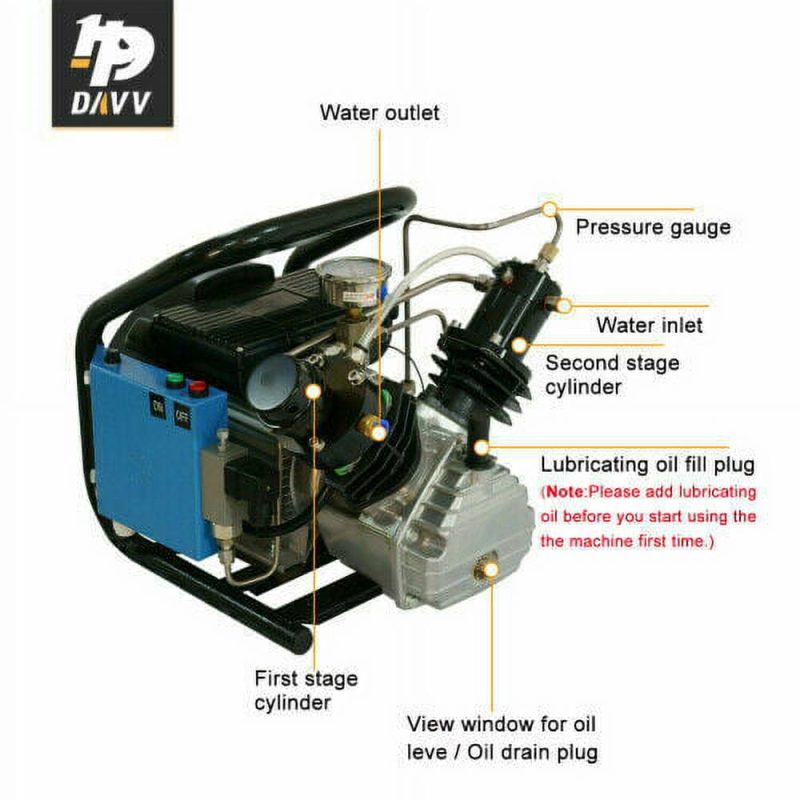 110V 2.2KW 3HP 4500psi Air Compressor for PCP Paintball Tank Filling Portable - Image 5