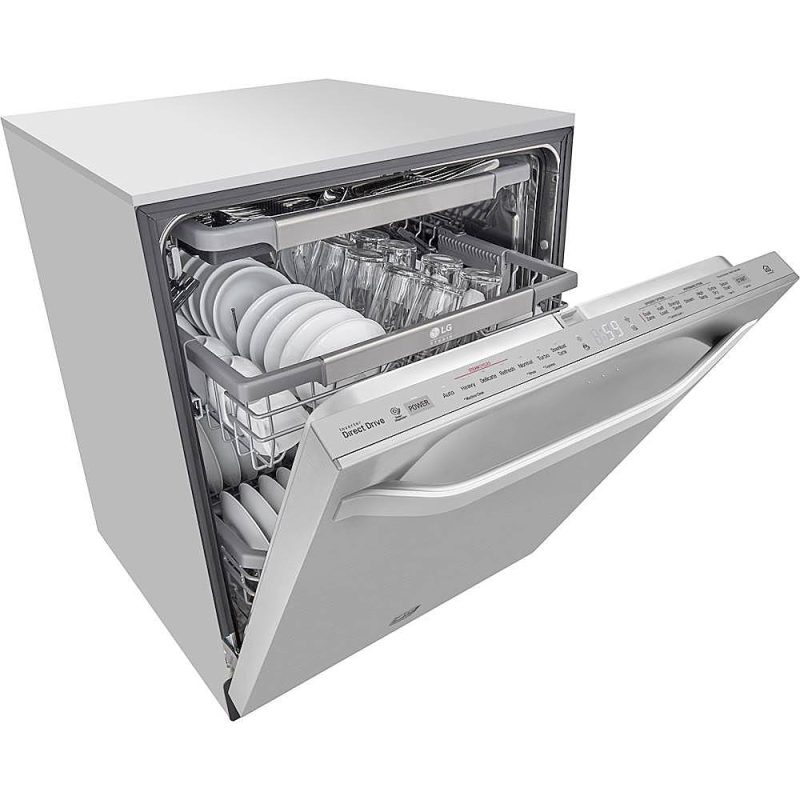 LG - STUDIO 24" Top Control Built-In Dishwasher with TrueSteam, Light, 3rd Rack, 40dBA - Stainless steel - Image 12