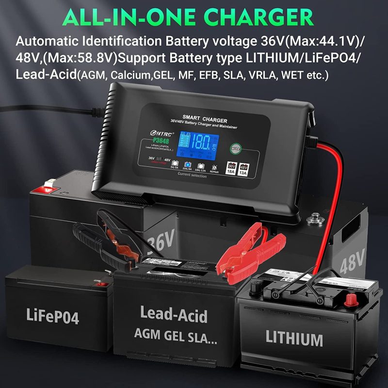 HTRC 36V/48V Golf Cart Charger 18-Amp Smart Charger, Golf Car Battery Charger,Trickle Charger - Image 6