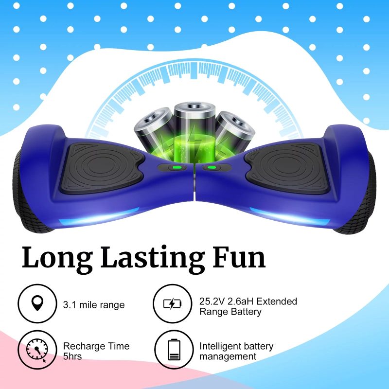 GOTRAX FX3 Hoverboard for Kids Adults,200W Motor 6.5" LED Wheels 6.2mph Speed Hover Board, Blue - Image 2