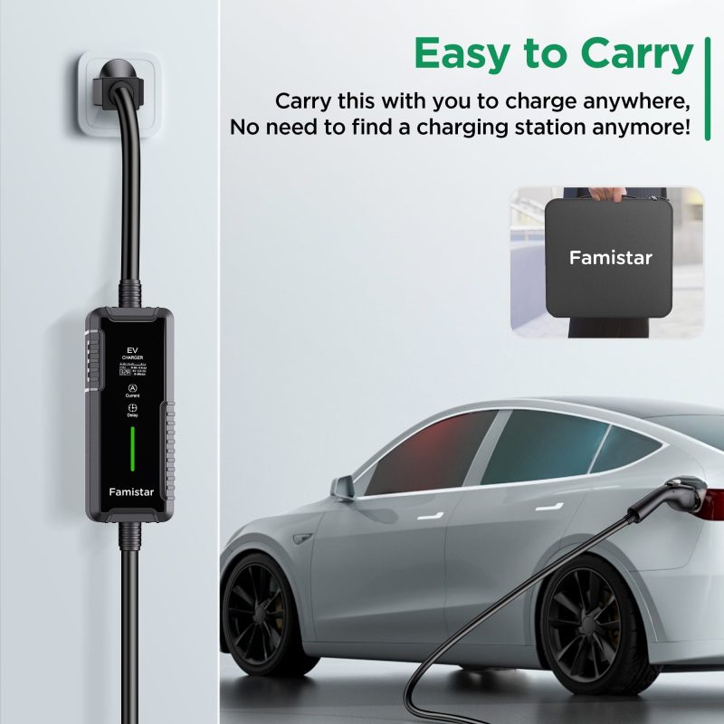 Famistar EV Charger, Level 2 Portable Electric Vehicle Car Charger Charging Station, 14-50 Plug, 32 Amp, 100-240V, 25FT Model, IP65 Waterproof, 0.96” LCD Screen, UL Recognized, for SAE J1772 EV - Image 10