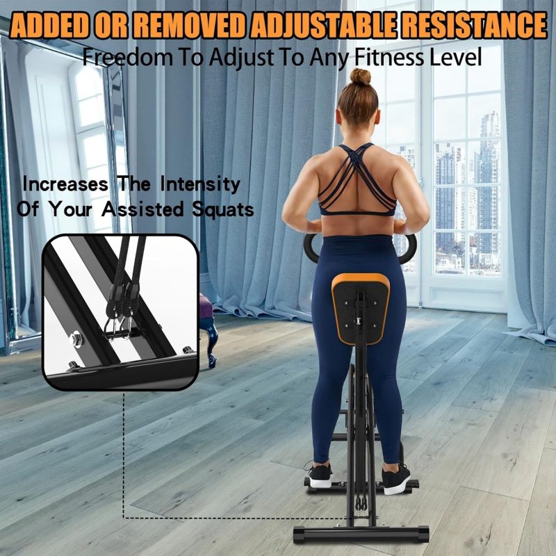 Hiii Squat Machine for Home, Assist Trainer for Glutes Workout Foldable with Resistance Bands, for Botty Glutes Butt Thighs, Ab Back/Leg Press Hip Thrust for Home Gym Fitness-Black - Image 7