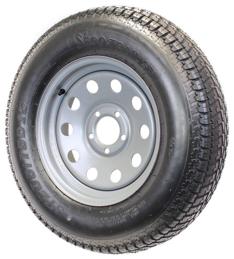 Trailer Tire On Rim ST205/75D15 F78-15 205/75-15 LRC 5 Lug Wheel Silver Mod - Image 3