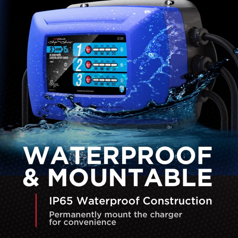 Schumacher Fully Automatic Direct-Mount 3-Battery Marine Charger and Maintainer- 15 Amp, 12V - Image 4