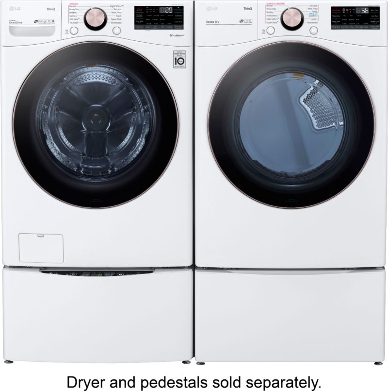 LG - 4.5 Cu. Ft. High-Efficiency Stackable Smart Front Load Washer with Steam and Built-In Intelligence - White - Image 5