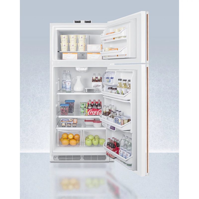 18 cu.ft. break room refrigerator-freezer in white with NIST calibrated alarm/thermometers and copper handles - Image 4