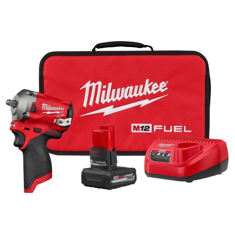 M12 FUEL 12-Volt Lithium-Ion Brushless Cordless Stubby 3/8 in. Impact Wrench Kit with (1) High Output 5.0 Ah Battery 2554-21HO