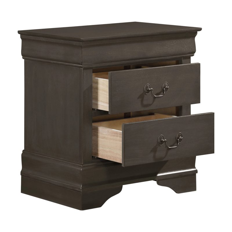 DeeHome Classic Louis Philippe Style Stained Gray Finish 1pc Nightstand of 2x Drawers Traditional Design Bedroom Furniture - Image 3