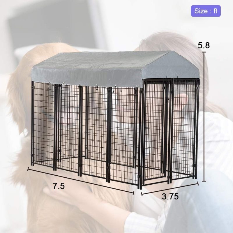 BestPet 8 x 4 x 6 Ft Dog Kennel Outdoor Dog Pen Playpen House Heavy Duty Dog Crate Metal Galvanized Welded Pet Animal Camping Cage Fence with UV-Resistant Waterproof Cover and Roof - Image 7