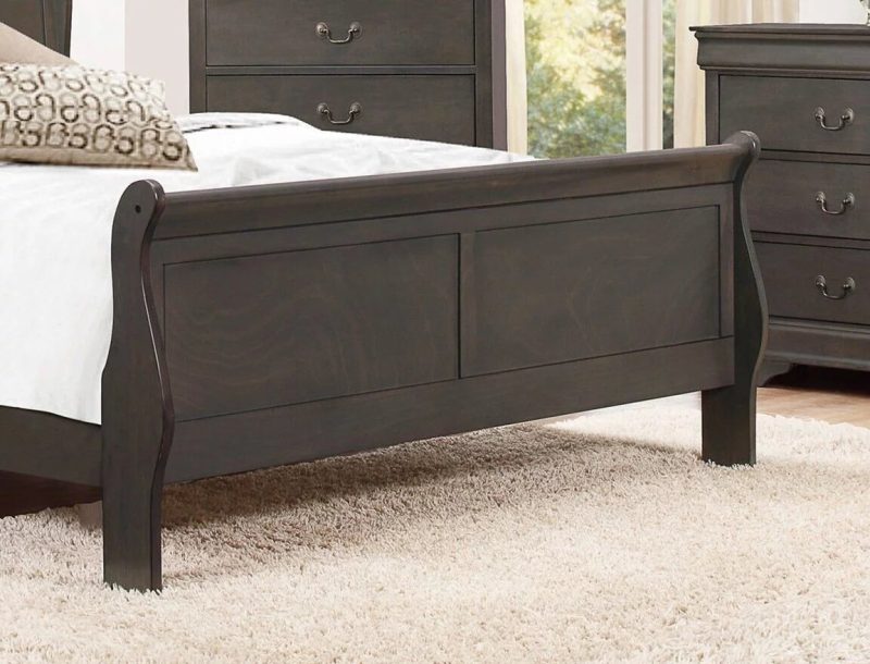 Classic Louis Philippe Styling 1pc Eastern King Size Sleigh Bed Stained Gray Finish Traditional Bedroom Furniture - Image 2