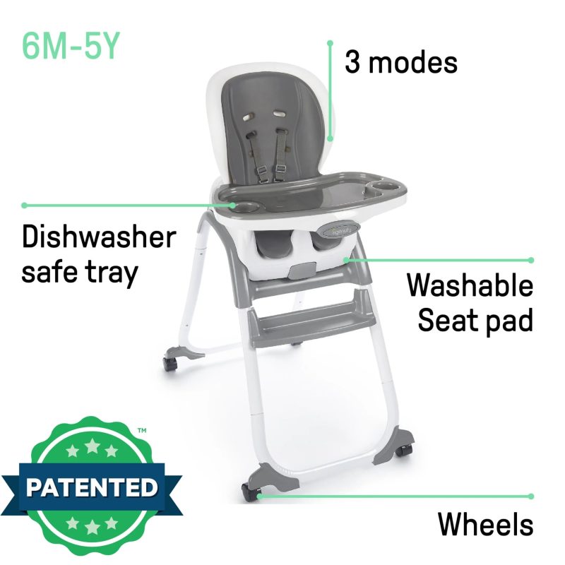 Ingenuity SmartClean Trio Elite 3-in-1 Convertible High Chair, Toddler Chair, and Booster Seat, For Ages 6 Months and Up, Unisex - Slate - Image 15