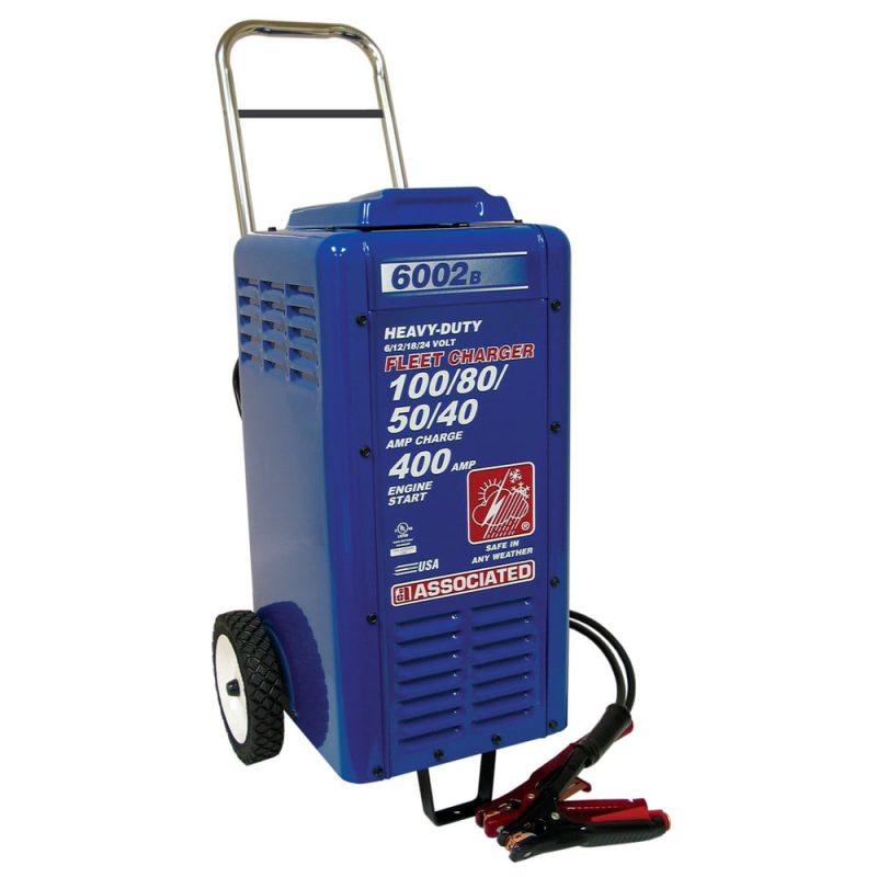 Associated 6002B - Charger, 6/12/18/24V 100/80/50/40A, 400 Amp Cranking Assist, Wheels