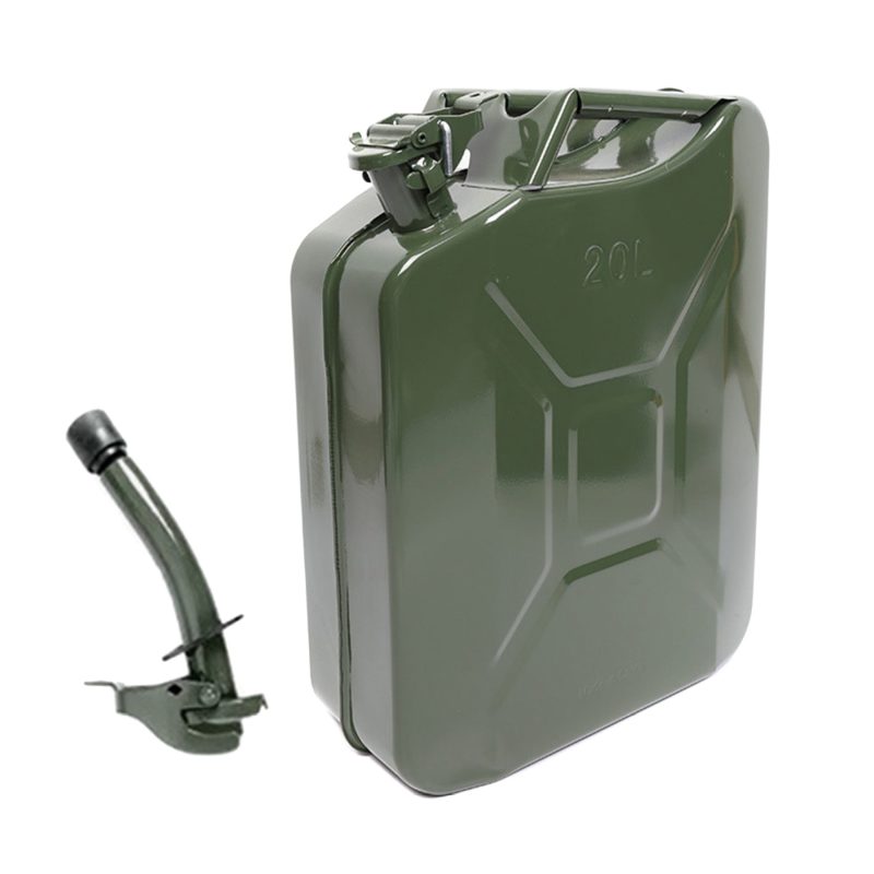 MoreChioce 20L Green Metal Jerry Can Store Container with Fixed Spout for Petrol Oil Water Alcohol - Image 3