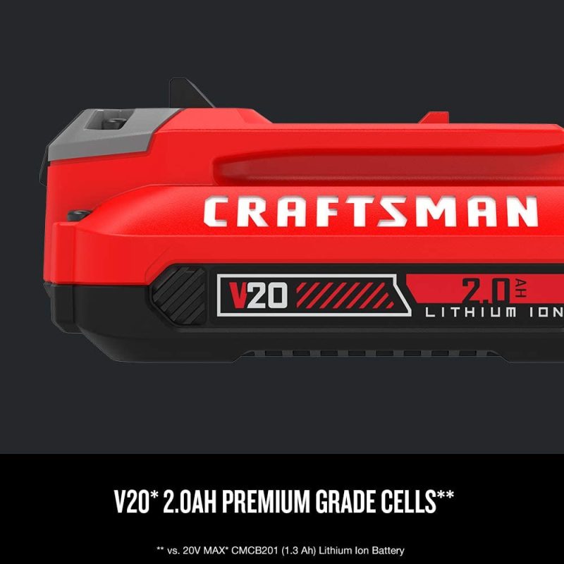 CRAFTSMAN V20 Lithium Ion Battery�� 2.0-Amp Hour�� 2 Pack (CMCB202-2) - Image 4