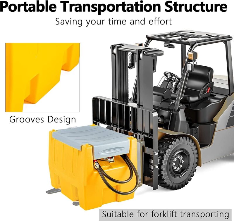 TECSPACE 58 Gallon Gasoline Tank, Portable Fuel Tank with 12V Electric Fuel Transfer Pump, 40 GPM Gasoline Fuel Tank with 4 Meters Hose for Gasoline Transportation (Yellow, 58 gal) - Image 5